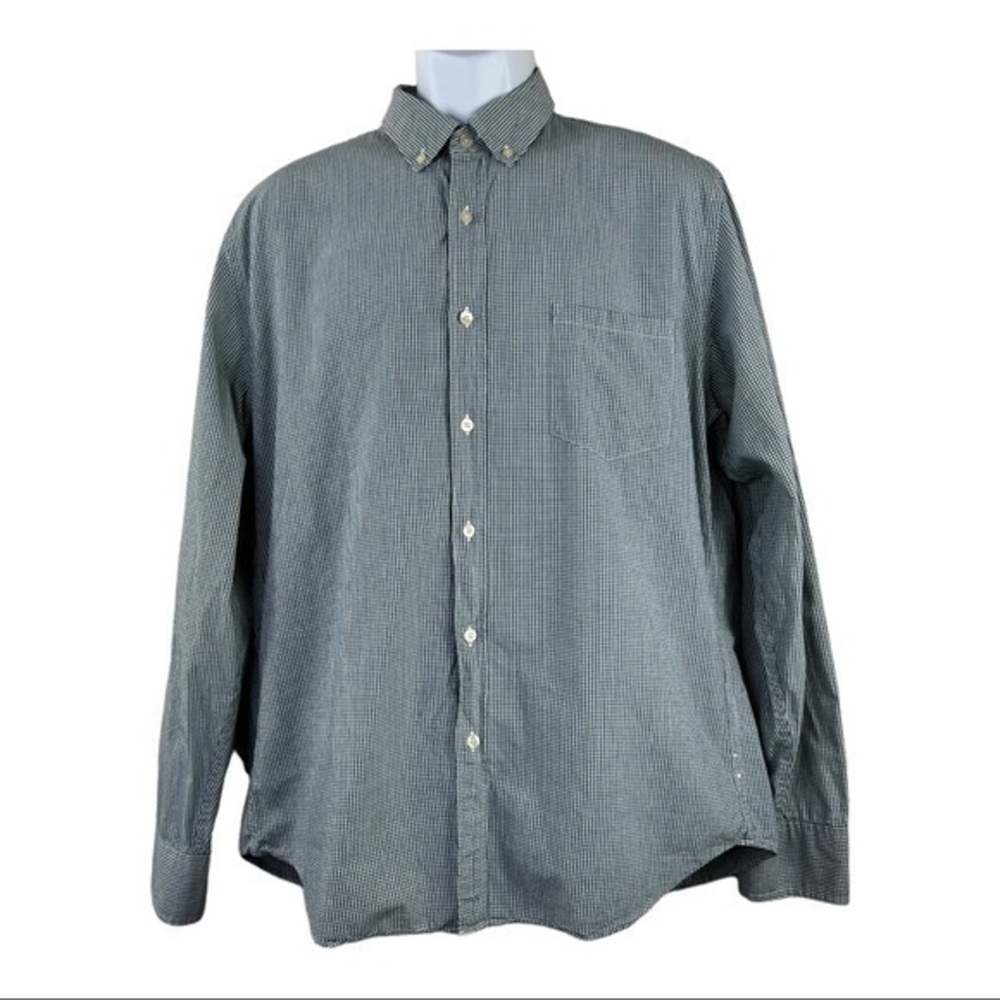 J.Crew Men Casual Shirt Buttons Down Blue plaid White Sz L